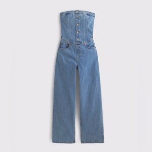 Abercrombie & Fitch Blue Denim Jumpsuit Classic Relaxed Fit